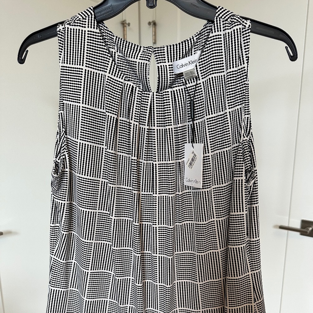 NWT Calvin Klein Blouse.  Black and White Pattern